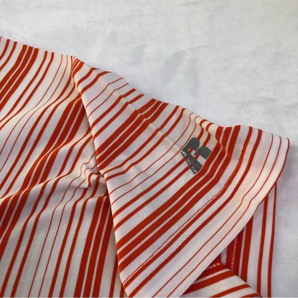 Russell Athletic Clemson Tigers Polo Men’s Size Large Orange & White Striped - Picture 7 of 9